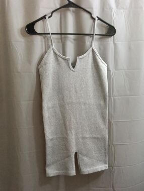 FCT  BASICS Ribbed Spaghetti Strap Short Set in Light Gray